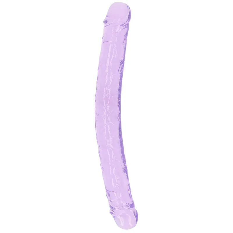 Big Sale RealRockCrystalClearJelly13InchDoubleDildoinPurple
