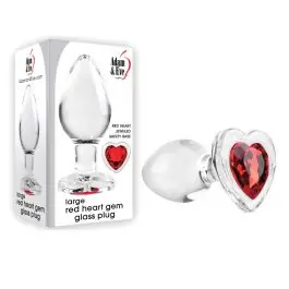 Adam & Eve - Red Heart Gem Glass Butt Plug (Large) Wholesale