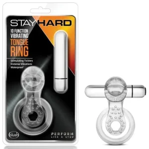 Blush Stay Hard Vibrating Tongue Ring - 10 Function Clear Limited Offer