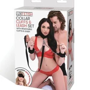 Lux Fetish Collar Cuffs & Leash Set - Removable Special Discount