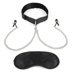Lux Fetish Collar & Nipple Clamps with Adjustable Pressure Clamps Editor’s Pick