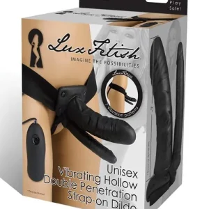 Buy Online Lux Fetish Unisex Vibrating Hollow Double Penetration Strap On Dildo