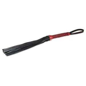 Factory Price Sultra 16" Lambskin Flogger Classic Weave Grip - Black with Red Woven Handle