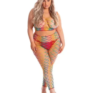 Instant Buy Pink Lipstick Roy G. Biv 2 Piece Bodystocking Rainbow