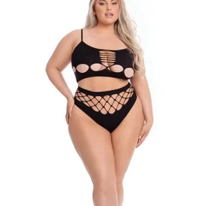 No Minimum Order Pink Lipstick Neon Dreams Bra & High Waist Thong