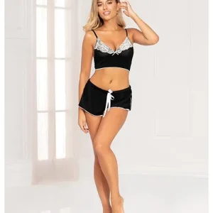Must Have Knit Jersey Bralette with Contrast Lace & Short
