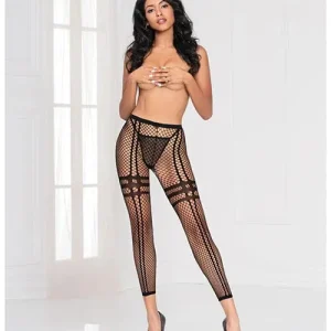 Industrial Net Leggings with Stripe Details Black One Size Fits Most Last Chance