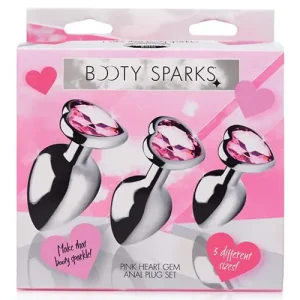 Booty Sparks Pink Heart Gem Anal Plug Set While Supplies Last