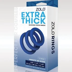 ZOLO Extra Thick Silicone Cock Rings - Blue Pack Of 3 Mega Sale