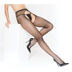 Fishnet Natural Waist Crotchless Pantyhose Black One Size Fits Most Next Day Delivery