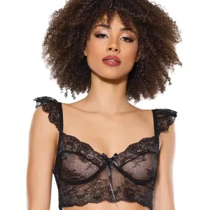 Hot Picks Scallop Stretch Lace Soft Cup Bralette - Black O/S