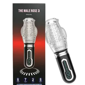 Clearance The Male Rose 3 Thrusting, Rotating & Vibrating Oral Sex Masturbator - Black