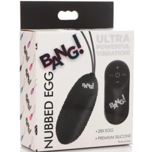 Bang! 28X Nubbed Silicone Egg with Remote Control - Black Buy Online