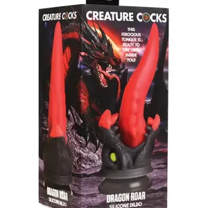 Creature Cocks Dragon Roar Silicone Dildo - Red/Black No Minimum Order