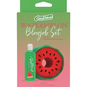Best Seller GoodHead Watermelon Blowjob Set Includes Stroker & Slick Head Glide - 1 oz Bottle Watermelon