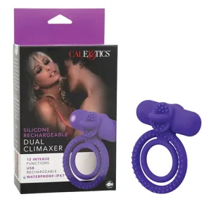 Couple's Enhancer Silicone Rechargeable Dual Climaxer Enhancer with Flickering Tongue - Purple New Release