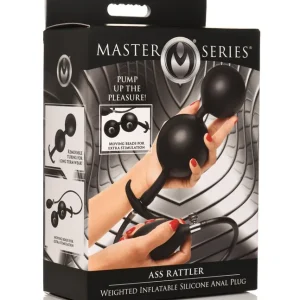 Master Series Ass Rattler Weighted Inflatable Silicone Anal Plug - Black Luxury