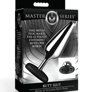 Master Series Butt Slut Metal & Silicone Butt Plug - Metal/Black Direct From Manufacturer