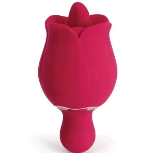 Cheap Sylvia Tongue Licking Rose Vibrator - Red