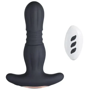 Agas Thrusting Butt Plug withRemote Control - Black Discount