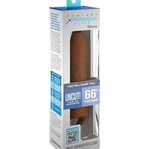 Big Sale Fantasy X-tensions Elite Uncut 7 Inch Extension Sleeve W-strap - Tan