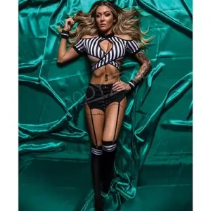New Release Role Play Risqué Referee 6 Piece Set Black/white