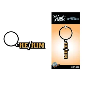 Don’t Miss Out Wood Rocket He / him Keychain - Black / gold