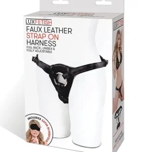 Instant Buy Lux Fetish Patent Leather Strap On Harness - Black