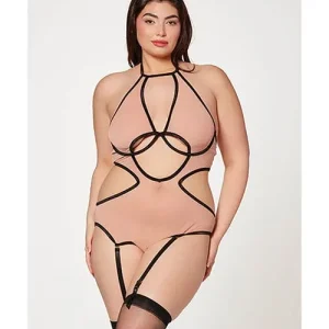 Mesh Cut Out Halter Teddy Queen Size Brand New