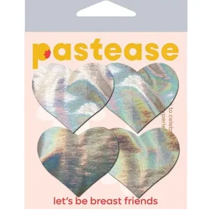 Bargain Pastease Premium Petites Holographic Heart - Silver O/s Pack Of 2 Pair