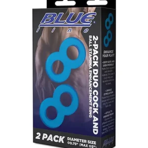 Crafted Blue Line C & B Dual Cock & Ball Stamina Enhancement Ring - Jelly Blue Pack Of 2