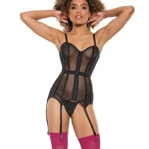 Powernet Fully Boned Corset with lace-up Back Black Markdown