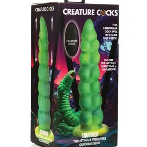 Creature Cocks Squirmer Thrusting & Vibrating Silicone Dildo w/Remote Control - Multi Color Next Day Delivery