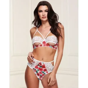 Popular FloralAndLacePeekabooBraAndPantySet