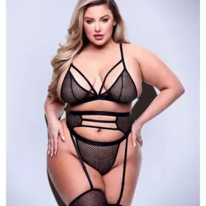 Seasonal Sale Baci3pcStrappyBra,Garter&PantySet-blk-QBx