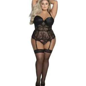 Place Order TwoPieceEyelashLaceBustierAndPantySet