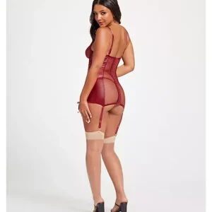 Professional Grade MidnightLoveVeganLeatherTwoPieceChemiseAndPantySetStm-11492-wine-l