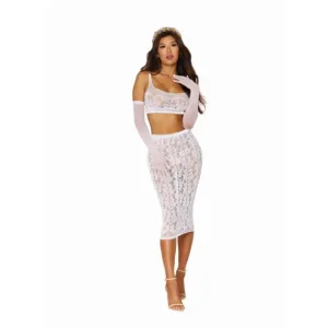 Dreamgirl Lingerie Sexy Bralette & Slip Skirt White Final Sale