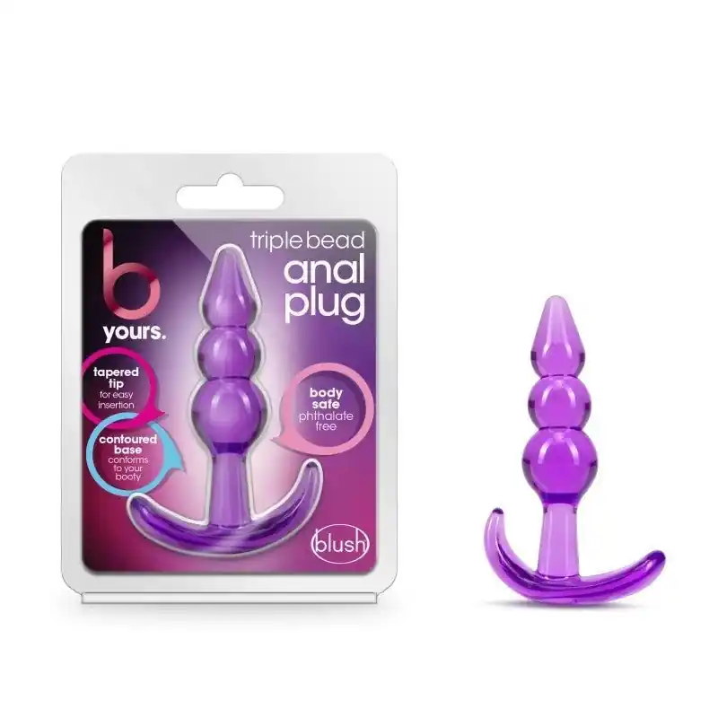 Blush Novelties B Yours Triple Bead Anal Plug Purple Discount