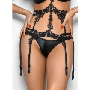 Direct From Factory Axami Lingerie Stretch Wetlook Strappy G-String Women Panty Black