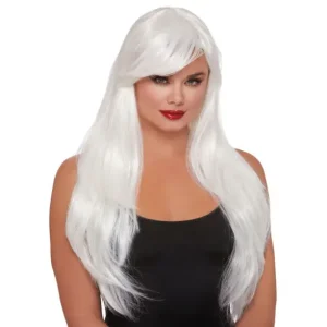 Dreamgirl Layered Long Womens Wig White Hassle-Free Returns
