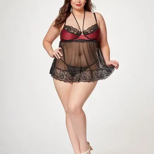 Exclusive Seven Til Midnight The Romantic Two Piece Womens Babydoll Set 3X / 4X