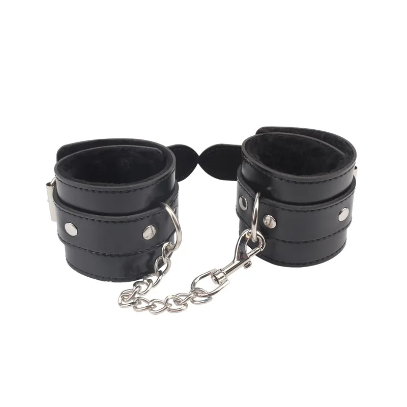 Behave Obey Me Leather Bondage Hand Cuffs Black Sale