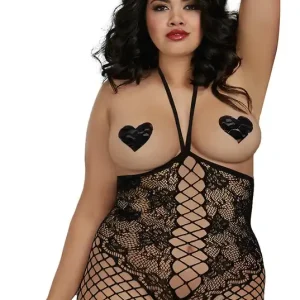 Dreamgirl Plus Size Open-Cup Womens Bodystocking Black Bulk Order