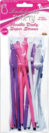 Bachelorette Party Dicky Straws 10 Pack 12 Inch Viral