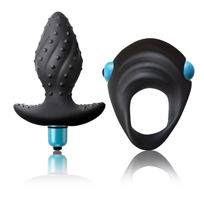 Buy Online Rocks Off Ibex Butt Plug and Cock Ring Set Blue/Black