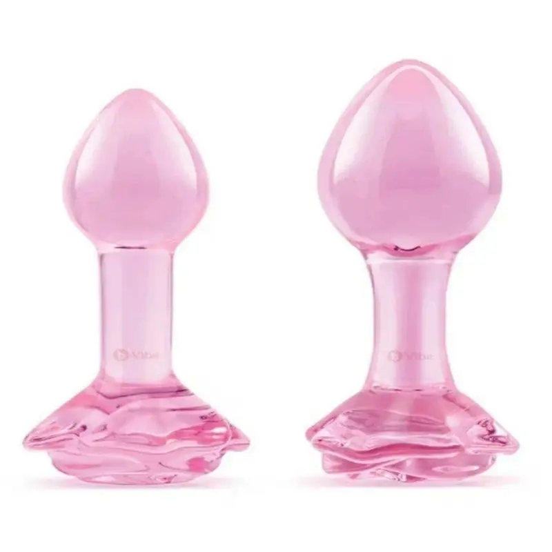 Direct From Manufacturer b-Vibe Pink Roses Glass Anal Plug Training Set