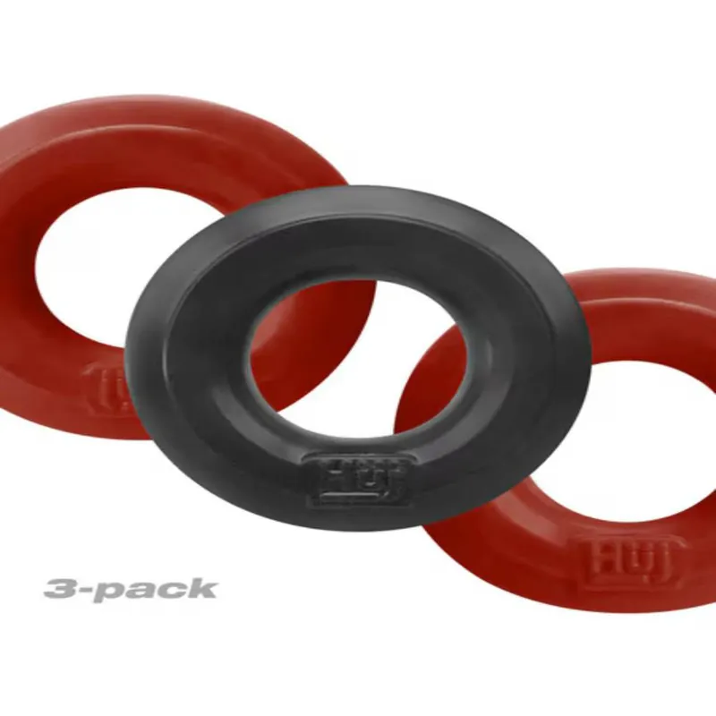 Discount Hunkyjunk HUJ3 Stretchy Cock Ring 3 Pack Pink/Tar