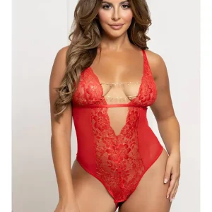 Best Price Seven 'til Midnight Mesh Teddy with Open Crotch Red