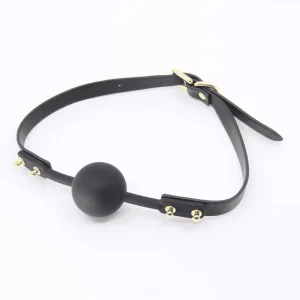Cheap Love In Leather Studded Gag With Silicone Ball
